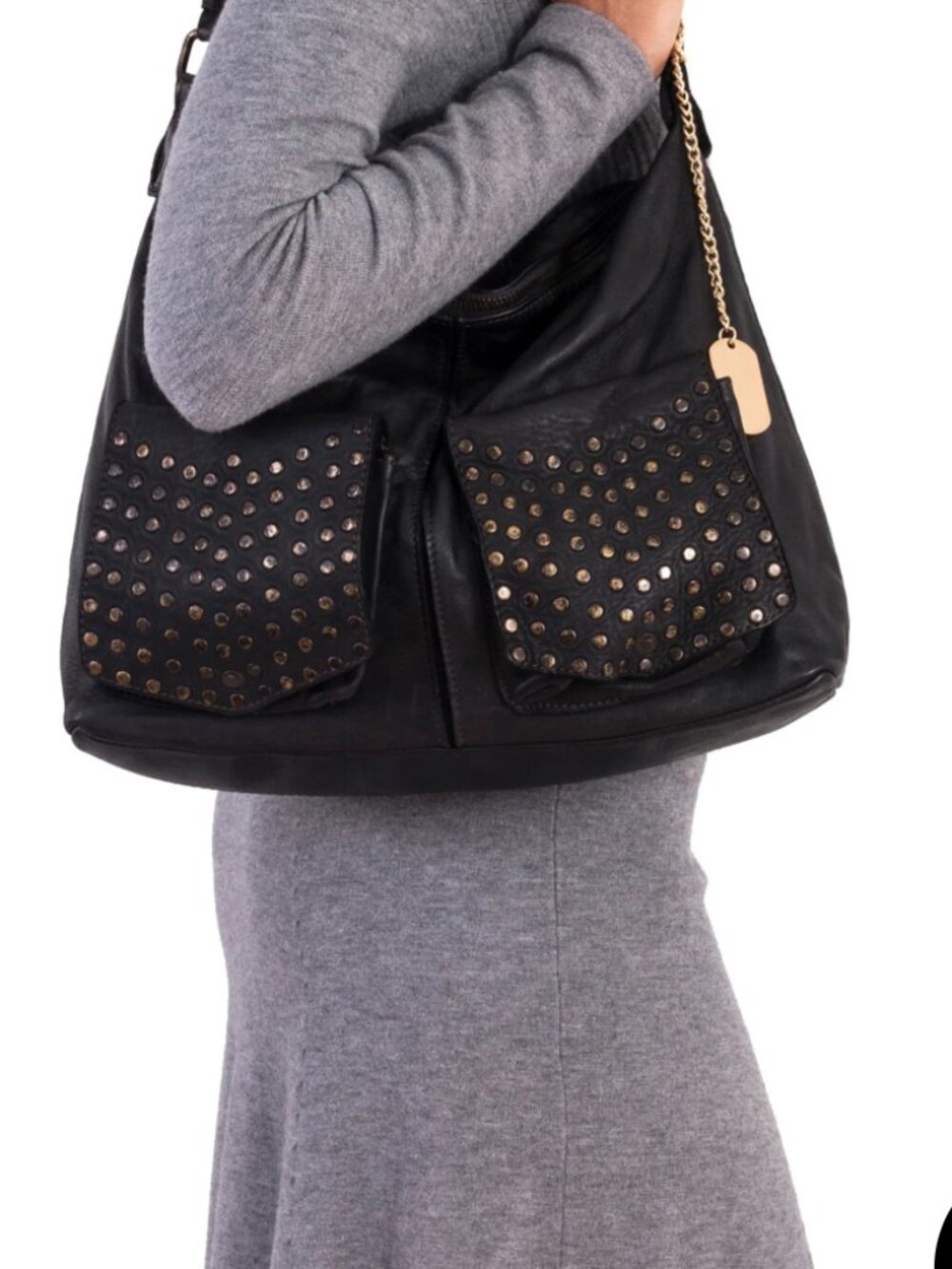 Anna Morellini Camilla Bag - Beautiful Condition - Black/Grey Softest Leather